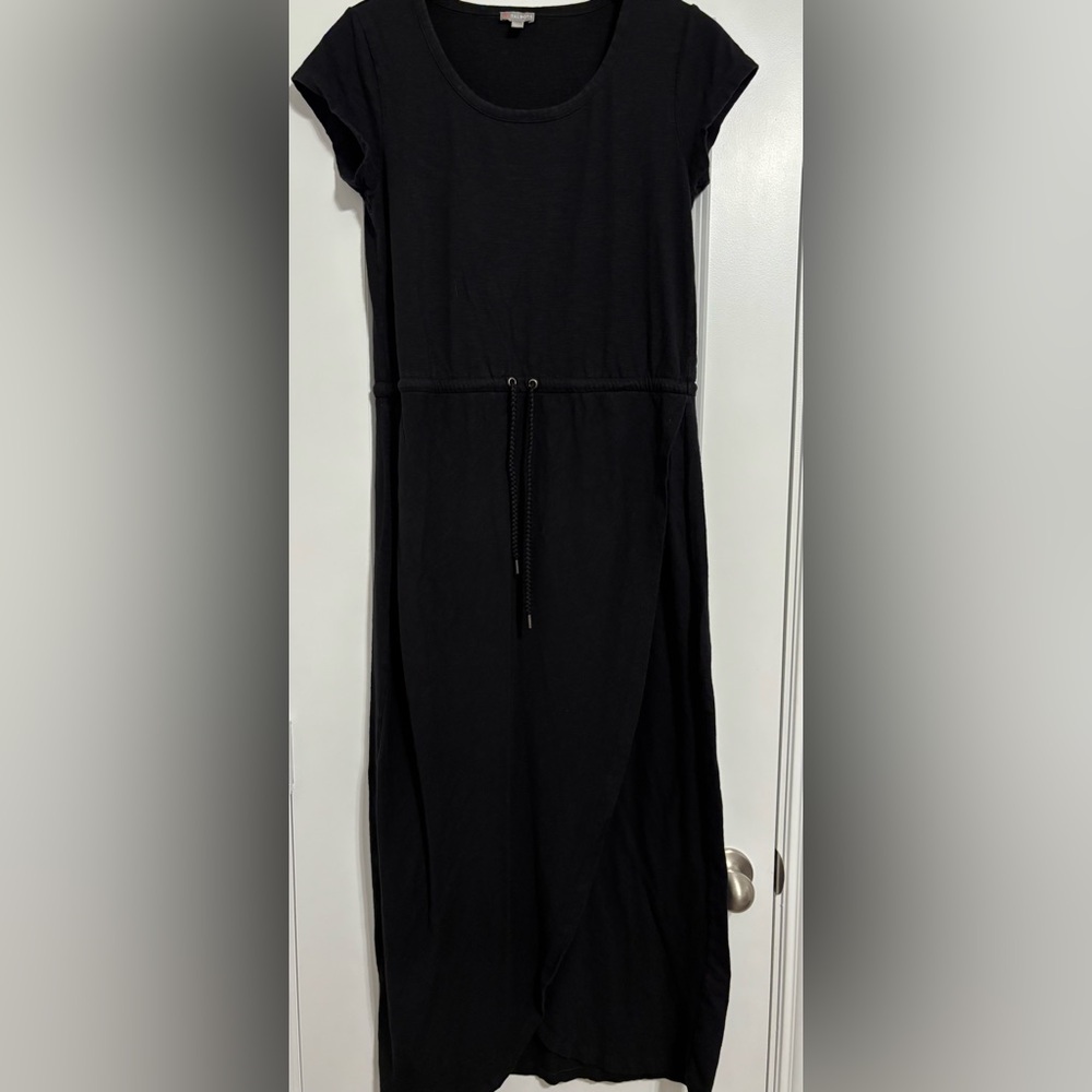 Talbots black short sleeve maxi‎ crossover dress with drawstring waist MP